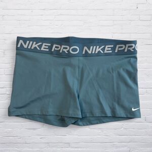 Nike Dri-Fit Pro Shorts 3" Womens Sz XXL Denim Turquoise CZ9857-464 Compression